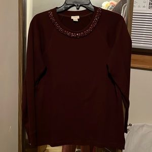Jcrew sweatshirt with beaded neck detail. Very good condition.